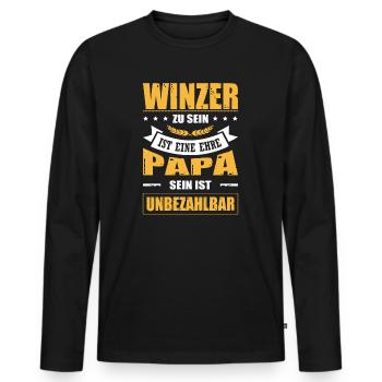 Winzer Zu Sein Ist Eine Ehre Papa Sein Unbezahlbar - Männer Premium Bio Langarmshirt - Schwarz - Vorne - Nico (187cm)