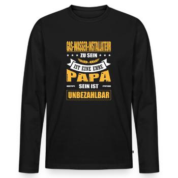 Installateur Sein Eine Ehre Papa Sein Unbezahlbar - Männer Premium Bio Langarmshirt - Schwarz - Vorne - Nico (187cm)