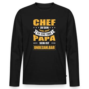 Chef Zu Sein Ist Eine Ehre Papa Sein Unbezahlbar - Männer Premium Bio Langarmshirt - Schwarz - Vorne - Nico (187cm)