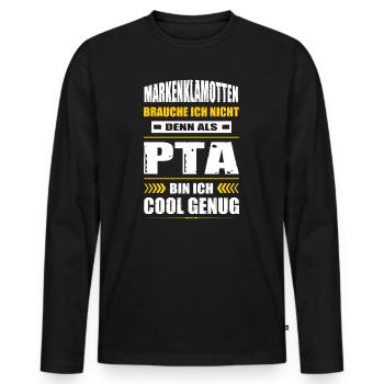 Markenklamotten Brauche Ich Nicht PTA Abschluss - Männer Premium Bio Langarmshirt - Schwarz - Vorne - Nico (187cm)