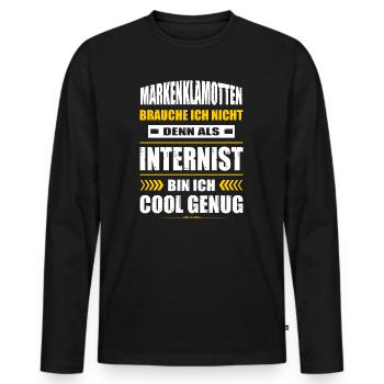 Markenklamotten Brauche Ich Nicht Internist Arzt - Männer Premium Bio Langarmshirt - Schwarz - Vorne - Nico (187cm)