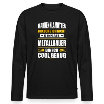 Markenklamotten Brauche Ich Nicht Metallbauer - Männer Premium Bio Langarmshirt - Schwarz - Vorne - Nico (187cm)
