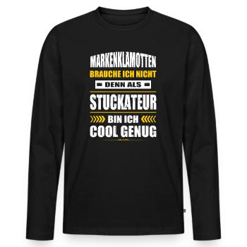 Markenklamotten Brauche Ich Nicht Stuckateur - Männer Premium Bio Langarmshirt - Schwarz - Vorne - Nico (187cm)