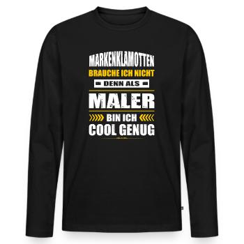 Markenklamotten Brauche Ich Nicht Maler Geselle - Männer Premium Bio Langarmshirt - Schwarz - Vorne - Nico (187cm)