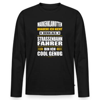 Strassenbahnfahrer Zug Zugführer Lokführer - Männer Premium Bio Langarmshirt - Schwarz - Vorne - Nico (187cm)