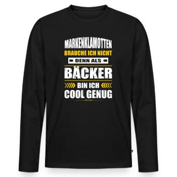Markenklamotten Brauche Ich Nicht Bäcker - Männer Premium Bio Langarmshirt - Schwarz - Vorne - Nico (187cm)