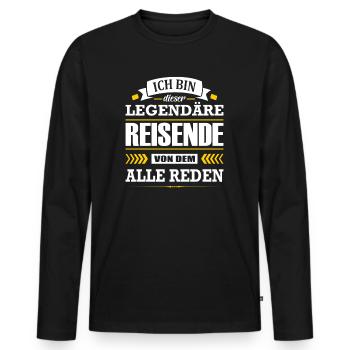 Dieser Legendäre Reisende Von Dem Alle Reden - Männer Premium Bio Langarmshirt - Schwarz - Vorne - Nico (187cm)