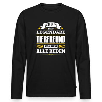 Dieser Legendäre Tierfreund Von Dem Alle Reden - Männer Premium Bio Langarmshirt - Schwarz - Vorne - Nico (187cm)