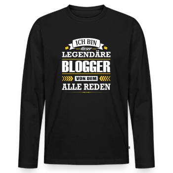 Dieser Legendäre Blogger Von Dem Alle Reden - Männer Premium Bio Langarmshirt - Schwarz - Vorne - Nico (187cm)
