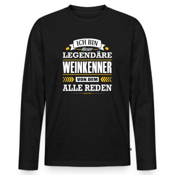 Dieser Legendäre Weinkenner Von Dem Alle Reden - Männer Premium Bio Langarmshirt - Schwarz - Vorne - Nico (187cm)