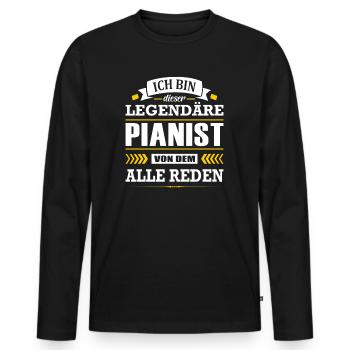 Dieser Legendäre Pianist Von Dem Alle Reden - Männer Premium Bio Langarmshirt - Schwarz - Vorne - Nico (187cm)