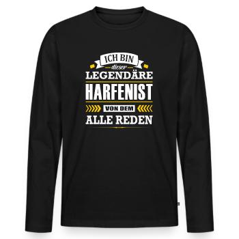 Dieser Legendäre Harfenist Von Dem Alle Reden - Männer Premium Bio Langarmshirt - Schwarz - Vorne - Nico (187cm)