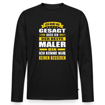 Ich Habe Nie Gesagt Der Beste Maler - Männer Premium Bio Langarmshirt - Schwarz - Vorne - Nico (187cm)