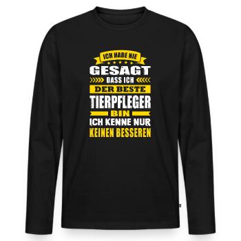 Ich Habe Nie Gesagt Der Beste Tierpfleger - Männer Premium Bio Langarmshirt - Schwarz - Vorne - Nico (187cm)