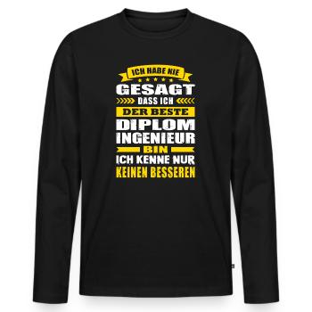 Ich Habe Nie Gesagt Der Beste Diplom Ingenieur - Männer Premium Bio Langarmshirt - Schwarz - Vorne - Nico (187cm)