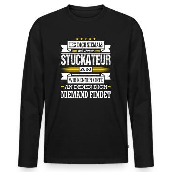 Leg Dich Niemals Mit Einem Stuckateur An Meister - Männer Premium Bio Langarmshirt - Schwarz - Vorne - Nico (187cm)
