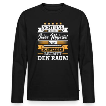 Achtung Seine Majestät Der Schweisser Metallbau - Männer Premium Bio Langarmshirt - Schwarz - Vorne - Nico (187cm)