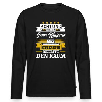 Achtung Seine Majestät Der Stuckateur Meister - Männer Premium Bio Langarmshirt - Schwarz - Vorne - Nico (187cm)