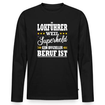 Lokführer Zugfahrer Spruch Zugführer Beruf Zug Fun - Männer Premium Bio Langarmshirt - Schwarz - Vorne - Nico (187cm)