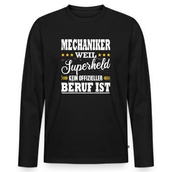 Mechaniker Superheld Kfzler Prüfung Bestanden - Männer Premium Bio Langarmshirt - Schwarz - Vorne - Nico (187cm)
