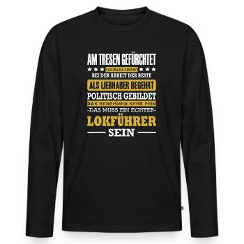 Lokführer Am Tresen Gefürchtet Zugfahrer Zugführer - Männer Premium Bio Langarmshirt - Schwarz - Vorne - Nico (187cm)