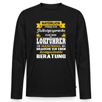 Zugfahrer Zugführer Selbstgespräche Lokführer Zug - Männer Premium Bio Langarmshirt - Schwarz - Vorne - Nico (187cm)