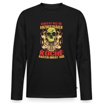 Geduld Ist Was Für Anzugsträger Koch Beikoch - Männer Premium Bio Langarmshirt - Schwarz - Vorne - Nico (187cm)