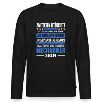 Mechaniker Am Tresen Gefürchtet Mechatroniker Auto - Männer Premium Bio Langarmshirt - Schwarz - Vorne - Nico (187cm)