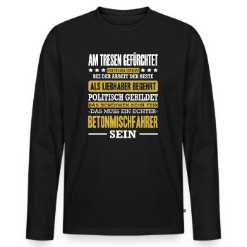 Betonmischfahrer LKW-Fahrer Trucker Betonmischer - Männer Premium Bio Langarmshirt - Schwarz - Vorne - Nico (187cm)