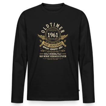 Geburtsjahr 1961 Geburtstag Oldtimer Top Zustand - Männer Premium Bio Langarmshirt - Schwarz - Vorne - Nico (187cm)