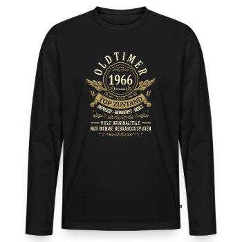 Geburtsjahr 1966 Geburtstag Oldtimer Top Zustand - Männer Premium Bio Langarmshirt - Schwarz - Vorne - Nico (187cm)