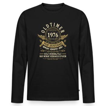 Geburtsjahr 1976 Geburtstag Oldtimer Top Zustand - Männer Premium Bio Langarmshirt - Schwarz - Vorne - Nico (187cm)