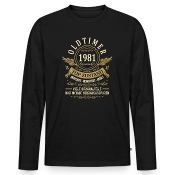 Geburtsjahr 1981 Geburtstag Oldtimer Top Zustand - Männer Premium Bio Langarmshirt - Schwarz - Vorne - Nico (187cm)