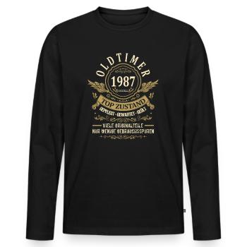Geburtsjahr 1987 Geburtstag Oldtimer Top Zustand - Männer Premium Bio Langarmshirt - Schwarz - Vorne - Nico (187cm)