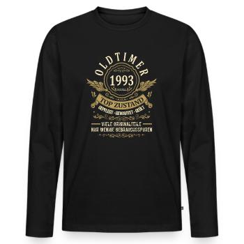 Geburtsjahr 1993 Geburtstag Oldtimer Top Zustand - Männer Premium Bio Langarmshirt - Schwarz - Vorne - Nico (187cm)