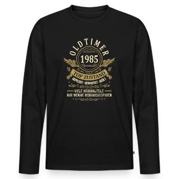 Geburtsjahr 1985 Geburtstag Oldtimer Top Zustand - Männer Premium Bio Langarmshirt - Schwarz - Vorne - Nico (187cm)