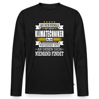 Leg Dich Niemals Mit Einem Klimatechniker An - Männer Premium Bio Langarmshirt - Schwarz - Vorne - Nico (187cm)