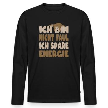 Ich Bin Nicht Faul Ich Spare Energie Faultier - Männer Premium Bio Langarmshirt - Schwarz - Vorne - Nico (187cm)