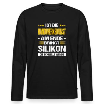 Heizungsbauer Spruch Heizungsbau Meister - Männer Premium Bio Langarmshirt - Schwarz - Vorne - Nico (187cm)