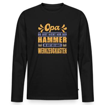 Opa Du Bist Nicht Nur Der Hammer Werkzeugkasten - Männer Premium Bio Langarmshirt - Schwarz - Vorne - Nico (187cm)