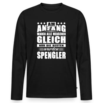 Am Anfang Waren Alle Menschen Gleich Spengler - Männer Premium Bio Langarmshirt - Schwarz - Vorne - Nico (187cm)