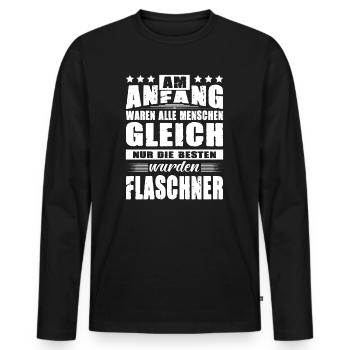 Am Anfang Waren Alle Menschen Gleich Flaschner - Männer Premium Bio Langarmshirt - Schwarz - Vorne - Nico (187cm)