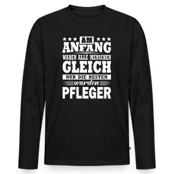 Am Anfang Waren Alle Menschen Gleich Pfleger - Männer Premium Bio Langarmshirt - Schwarz - Vorne - Nico (187cm)