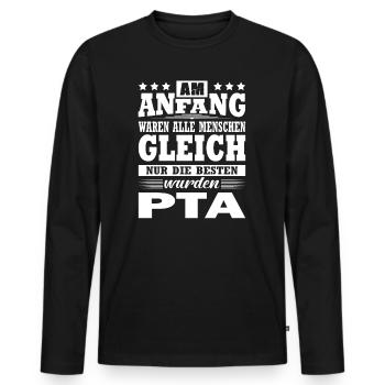 Am Anfang Waren Alle Menschen Gleich PTA - Männer Premium Bio Langarmshirt - Schwarz - Vorne - Nico (187cm)