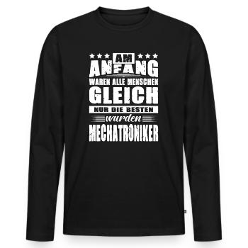 Am Anfang Waren Alle Menschen Gleich Mechatroniker - Männer Premium Bio Langarmshirt - Schwarz - Vorne - Nico (187cm)
