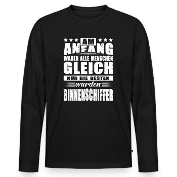 Am Anfang Waren Alle Gleich Binnenschiffer - Männer Premium Bio Langarmshirt - Schwarz - Vorne - Nico (187cm)