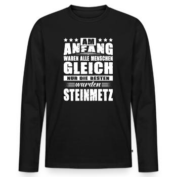 Am Anfang Waren Alle Menschen Gleich Steinmetz - Männer Premium Bio Langarmshirt - Schwarz - Vorne - Nico (187cm)