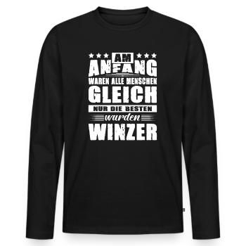Am Anfang Waren Alle Menschen Gleich Winzer - Männer Premium Bio Langarmshirt - Schwarz - Vorne - Nico (187cm)