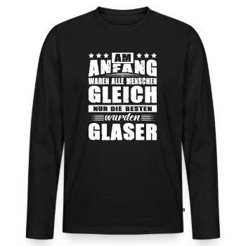 Am Anfang Waren Alle Menschen Gleich Glaser - Männer Premium Bio Langarmshirt - Schwarz - Vorne - Nico (187cm)