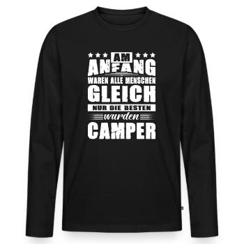 Am Anfang Waren Alle Menschen Gleich Camper - Männer Premium Bio Langarmshirt - Schwarz - Vorne - Nico (187cm)